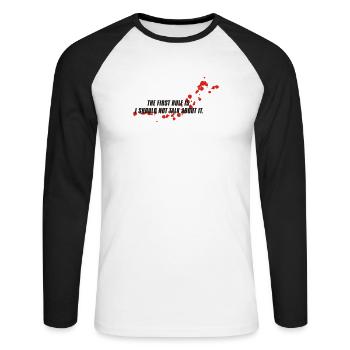blutfleck - blood - blut - Unisex Baseballshirt langarm - Weiß/Schwarz - Vorne - Nik (191cm)
