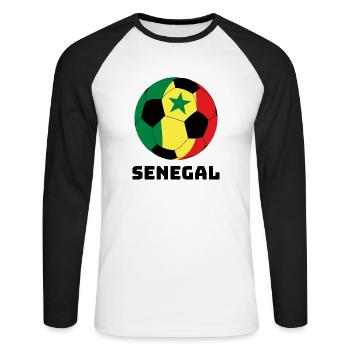 Senegal Fußball Senegal Geschenk Sport - Unisex Baseballshirt langarm - Weiß/Schwarz - Vorne - Nik (191cm)