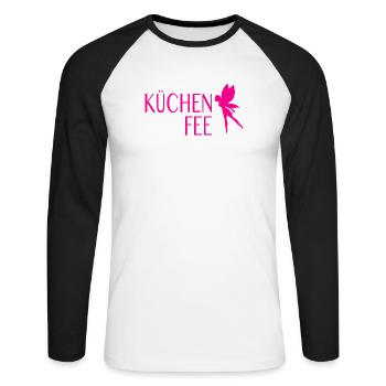 Köchin Küchenfee - Unisex Baseballshirt langarm - Weiß/Schwarz - Vorne - Nik (191cm)