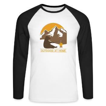 OUTDOOR Bear - Camping - Mountains - Hiking - Unisex Long Sleeve Baseball T-Shirt - white/black - Front - Nik (191cm)