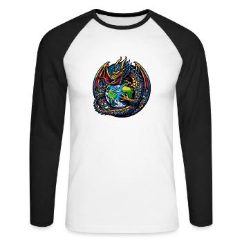 Pollution Dragon Garbage Can - Unisex Long Sleeve Baseball T-Shirt - white/black - Front - Nik (191cm)
