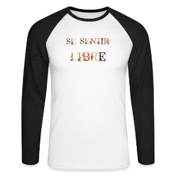 Se Sentir Libre - T-shirt baseball manches longues Homme - blanc/noir - Devant - Nik (191cm)