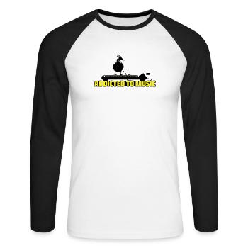 addicted to music - DJ music - Unisex Long Sleeve Baseball T-Shirt - white/black - Front - Nik (191cm)