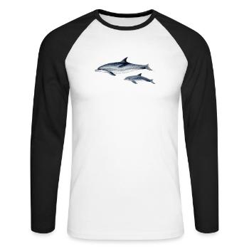 Spotted dolphin - Spotted dolphin - Dauphin tacheté - Unisex Long Sleeve Baseball T-Shirt - white/black - Front - Nik (191cm)