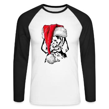 Santa Drahthaar Vizsla Weihnachten Hunde Wilsigns - Unisex Baseballshirt langarm - Weiß/Schwarz - Vorne - Nik (191cm)