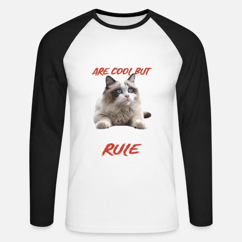 Ragdoll - Unisex Baseballshirt langarm - Weiß/Schwarz