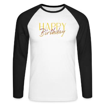 Bon anniversaire - T-shirt baseball manches longues Homme - blanc/noir - Devant - Nik (191cm)