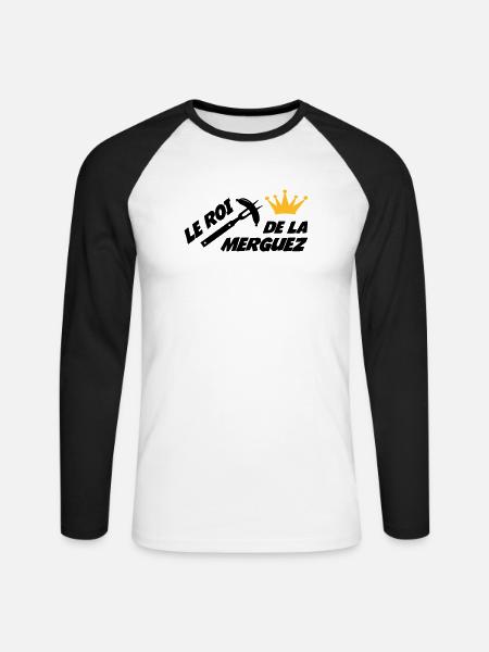 Le Roi de la Merguez ! - T-shirt baseball manches longues Homme - blanc/noir