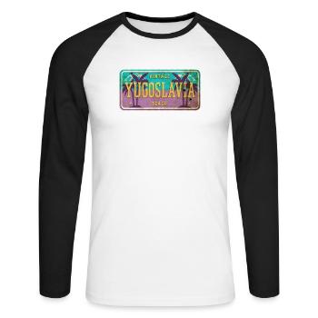 Yugoslavia vintage sign - Unisex Long Sleeve Baseball T-Shirt - white/black - Front - Nik (191cm)