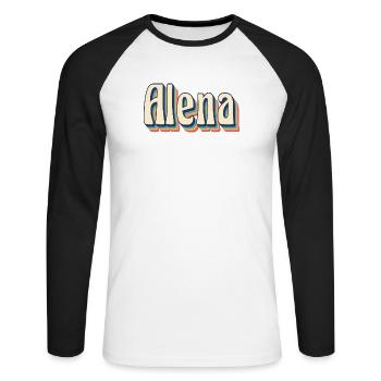 Alena rétro Vintage T-Shirt T-Shirt idée cadeau - T-shirt baseball manches longues Homme - blanc/noir - Devant - Nik (191cm)