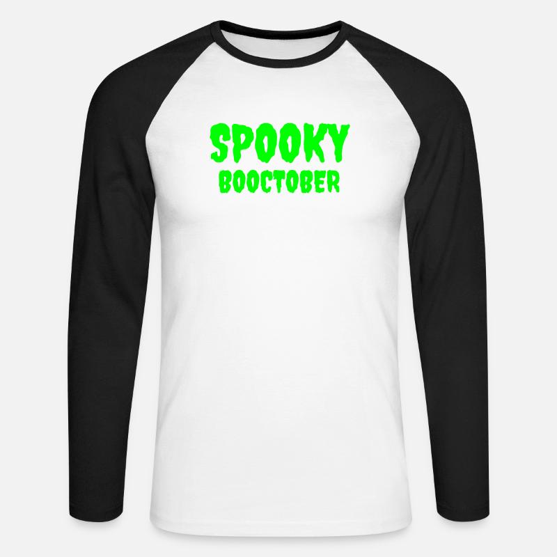 Spooky Booctober Jack-O'-Lantern Design - Unisex Baseballshirt langarm - Weiß/Schwarz