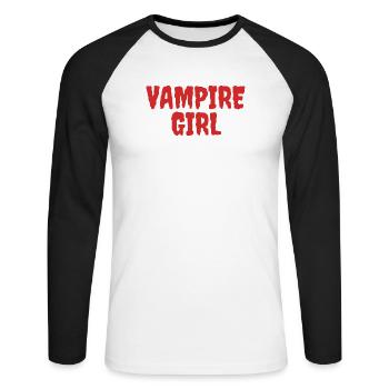 Vampire Girl Graphic Tee Design - T-shirt baseball manches longues Homme - blanc/noir - Devant - Nik (191cm)
