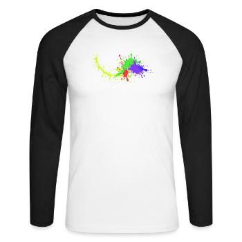 Conception de fête colorée Underground - T-shirt baseball manches longues Homme - blanc/noir - Devant - Nik (191cm)