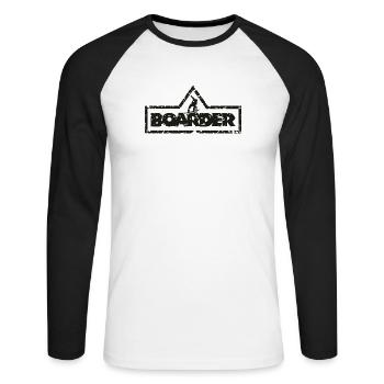Boarder Cadre Blanc 2C - T-shirt baseball manches longues Homme - blanc/noir - Devant - Nik (191cm)