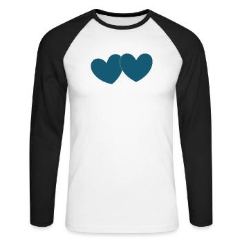 blue heart 2 hearts valentine's day - Unisex Long Sleeve Baseball T-Shirt - white/black - Front - Nik (191cm)