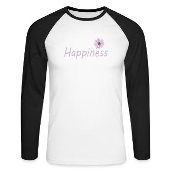 Happiness - Unisex Long Sleeve Baseball T-Shirt - white/black - Front - Nik (191cm)
