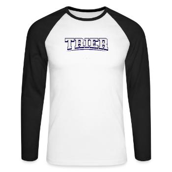 Emblème de la ville de Trèves, Allemagne - T-shirt baseball manches longues Homme - blanc/noir - Devant - Nik (191cm)