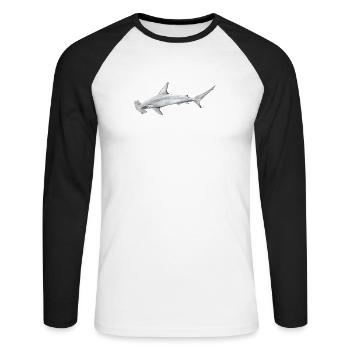 Tiburon martillon - Hammerhead shark - Requin - Unisex Long Sleeve Baseball T-Shirt - white/black - Front - Nik (191cm)