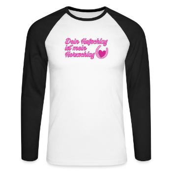 Dein Hufschlag ist mein Herzschlag - Unisex Baseballshirt langarm - Weiß/Schwarz - Vorne - Nik (191cm)