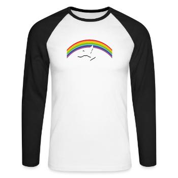 RAINBOW Regenbogen with peace dove - Unisex Baseballshirt langarm - Weiß/Schwarz - Vorne - Nik (191cm)
