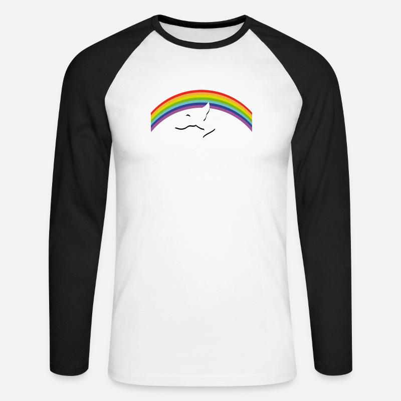 RAINBOW Regenbogen with peace dove - Unisex Baseballshirt langarm - Weiß/Schwarz