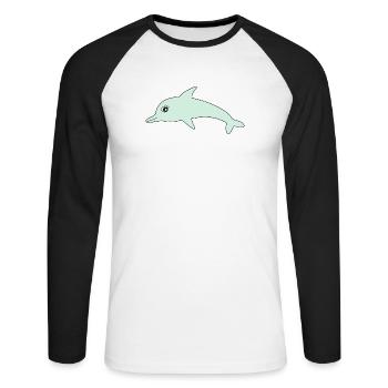 Dolphin Dolphins - Unisex Long Sleeve Baseball T-Shirt - white/black - Front - Nik (191cm)