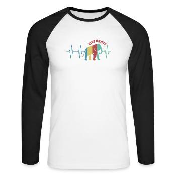 pulse colorful elephant animals trunk retro colors icon - Unisex Long Sleeve Baseball T-Shirt - white/black - Front - Nik (191cm)