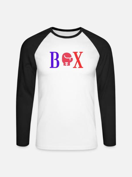 Boxing Power Logo - Unisex Long Sleeve Baseball T-Shirt - white/black