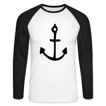 anker - Unisex Baseballshirt langarm - Weiß/Schwarz - Vorne - Nik (191cm)