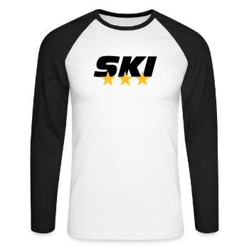 schilaufen - Unisex Baseballshirt langarm - Weiß/Schwarz - Vorne - Nik (191cm)