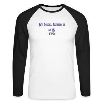 My_Social_Battery_is_at_1- - Unisex Baseballshirt langarm - Weiß/Schwarz - Vorne - Nik (191cm)