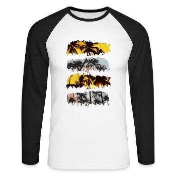 palmiers - T-shirt baseball manches longues Homme - blanc/noir - Devant - Nik (191cm)