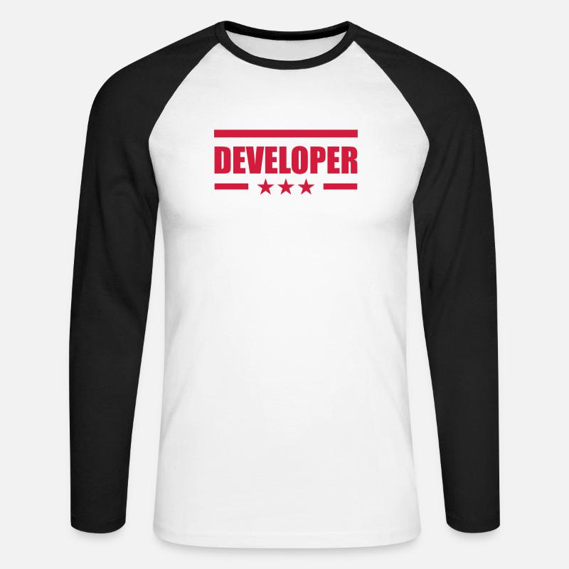 Developer - Unisex Baseballshirt langarm - Weiß/Schwarz