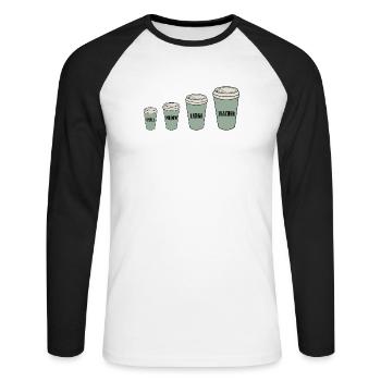 Teacher's Coffee - Unisex Long Sleeve Baseball T-Shirt - white/black - Front - Nik (191cm)