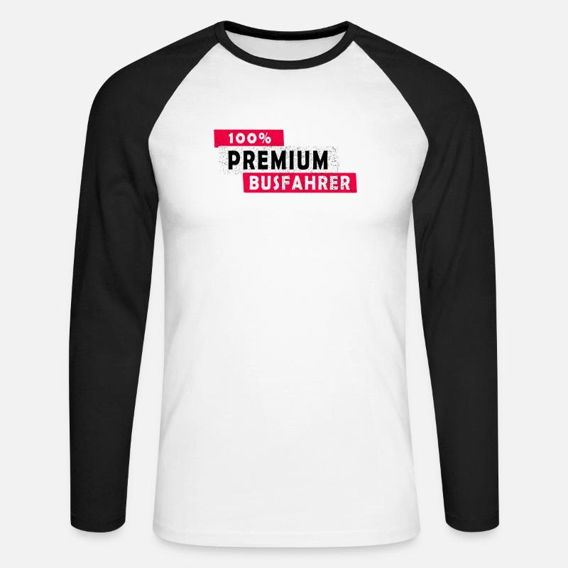100% Premium Busfahrer Design / Geschenkidee - Unisex Baseballshirt langarm - Weiß/Schwarz