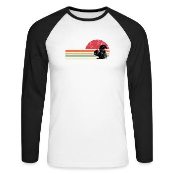 écureuil rétro - T-shirt baseball manches longues Homme - blanc/noir - Devant - Nik (191cm)