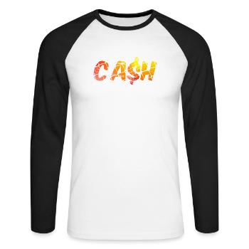Cash Design pour les personnes en espèces - T-shirt baseball manches longues Homme - blanc/noir - Devant - Nik (191cm)
