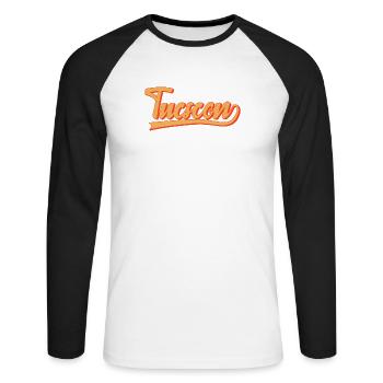 Tucson Retro Lettering - Unisex Long Sleeve Baseball T-Shirt - white/black - Front - Nik (191cm)