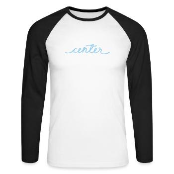 Der sicherste Ort (dunkel) - Unisex Baseballshirt langarm - Weiß/Schwarz - Vorne - Nik (191cm)
