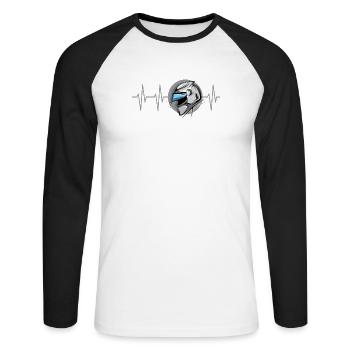 Motorrad Racing Herzschlag Symbol Motorsport Puls - Unisex Baseballshirt langarm - Weiß/Schwarz - Vorne - Nik (191cm)