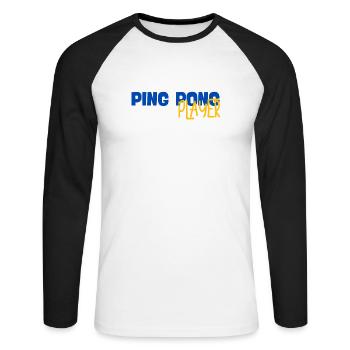 Ping Pong Player - Unisex Long Sleeve Baseball T-Shirt - white/black - Front - Nik (191cm)