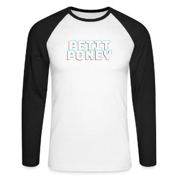 Petit poney - T-shirt baseball manches longues Homme - blanc/noir - Devant - Nik (191cm)