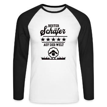 Bester Schäfer Weltbester Tierwirt Schäferei Hirte - Unisex Baseballshirt langarm - Weiß/Schwarz - Vorne - Nik (191cm)
