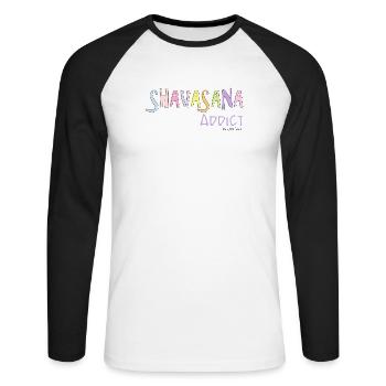 Shavasana Addict - T-shirt baseball manches longues Homme - blanc/noir - Devant - Nik (191cm)