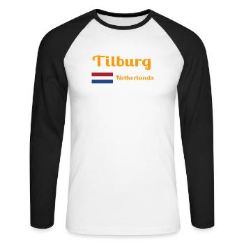Tilburg, Niederlande - Stilvolle Drucke - Unisex Baseballshirt langarm - Weiß/Schwarz - Vorne - Nik (191cm)