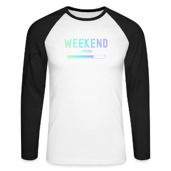 Weekend loading Wochenende und Freizeit - Unisex Baseballshirt langarm - Weiß/Schwarz - Vorne - Nik (191cm)