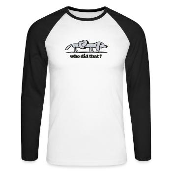 silly dog - Unisex Baseballshirt langarm - Weiß/Schwarz - Vorne - Nik (191cm)
