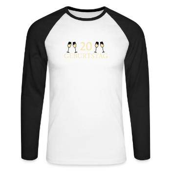 20e anniversaire 20 ans - T-shirt baseball manches longues Homme - blanc/noir - Devant - Nik (191cm)