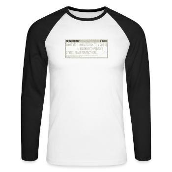 Humour Bratwurst Label Vintage - T-shirt baseball manches longues Homme - blanc/noir - Devant - Nik (191cm)