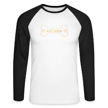 Dog Lover Dog Friend Gold Bone Dogs Fan Animal - Unisex Long Sleeve Baseball T-Shirt - white/black - Front - Nik (191cm)